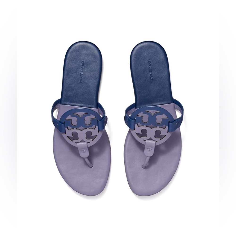 Tory Burch Navy and Lavender Bermuda Miller Sandals
